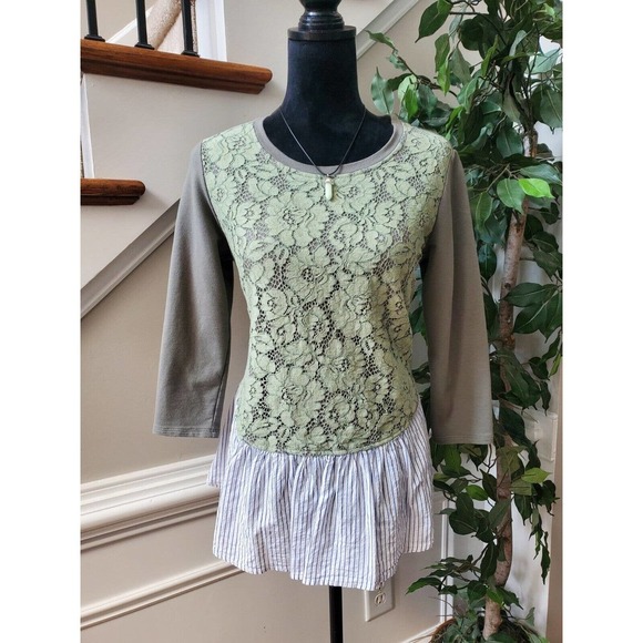 Logo Lounge Womens Green Floral Long Sleeve Round Neck Top Blouse Size Small - Picture 8 of 10